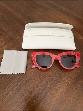 Summer & Rose Pink/Red Tropical Cat Eye Sunglasses
